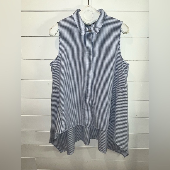 FOR CYNTHIA - Striped Sleeveless Blouse - Size L - Picture 1 of 7